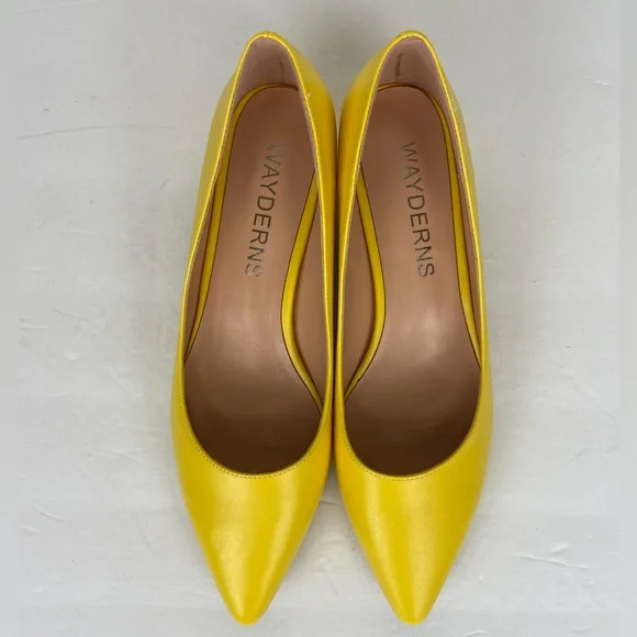 Wayderns Square Heels Pumps Shoes Size 7 Neon Yellow Preppy Career Y2K Inspired - Picture 3 of 9